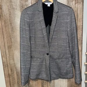 Old Navy black and white herringbone pattern knit blazer size small tall